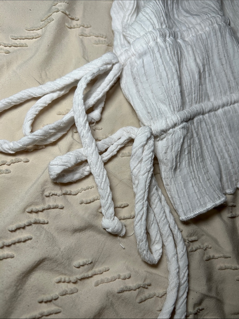iris Cream Textured Ruffle Tank with Side Ties - Picture 3 of 4